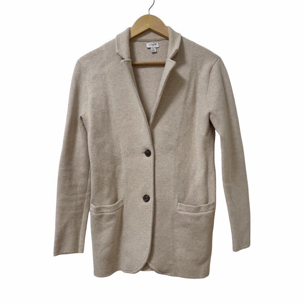 J Crew Womens Schoolboy Knit Button Front Blazer Size S Neutral Academia Career